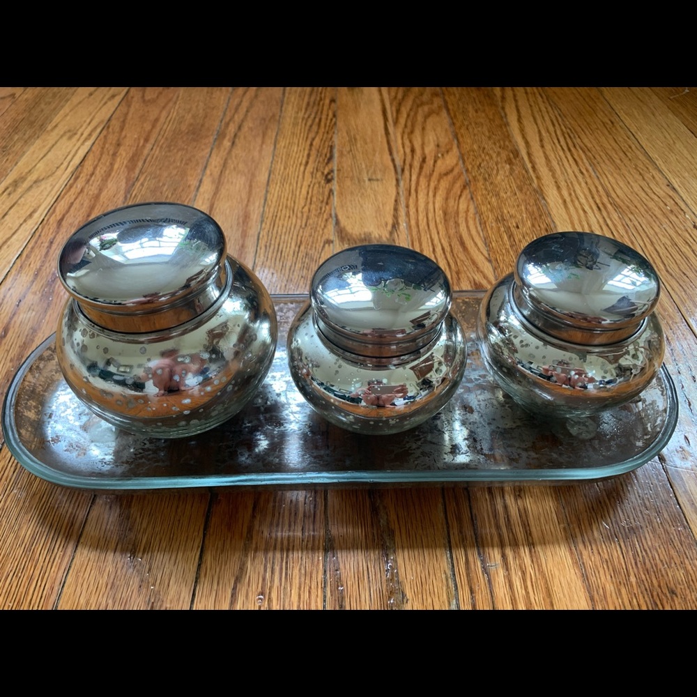 Faux mercury glass jars